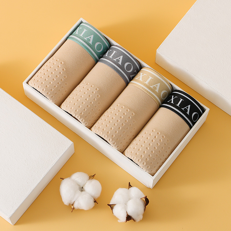 New color cotton men's mid-waist flat-angle pants, cotton breathable granular men's underpants, youth underwear, factory wholesale in stock details Picture