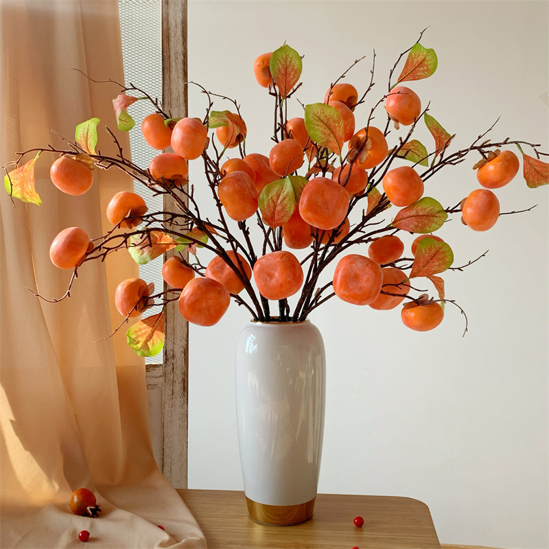 7 artificial persimmon fruits, "May everything go well" flower arrangement ornaments, high-end New Year flower bouquets, living room decoration for the New Year Application Scenario