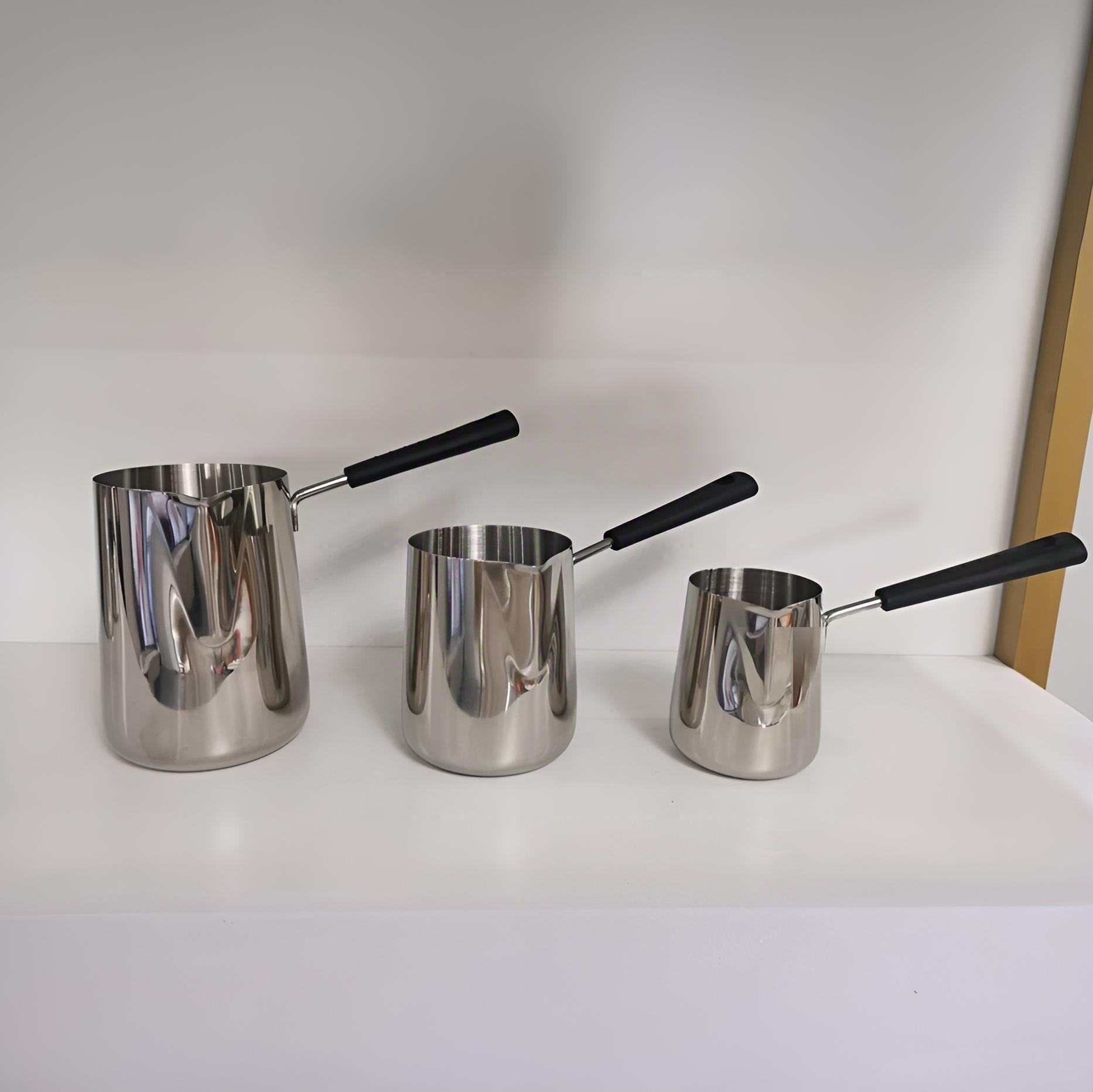 Fancy milk pot, stainless steel thickened baby food pot, baby cooking, mini deep pot, coffee cup, hot milk cup, pointed mouth milk cup Specification image