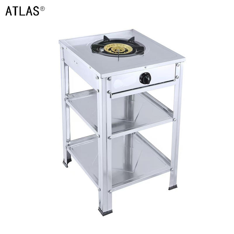 出口灶立式双层储物桌不锈钢厨房置物架爆炒炉饭店燃气灶猛火灶架