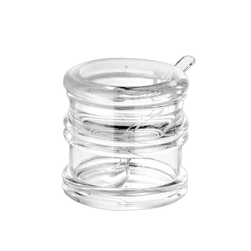 Acrylic seasoning jar with spoon, household kitchenware, chili jar, transparent visible sugar bowl, restaurant condiment and seasoning bottle Item Picture