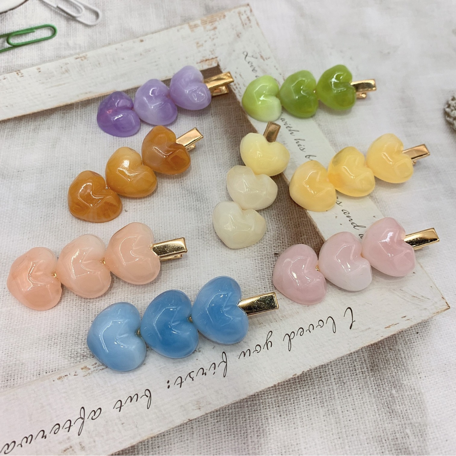 海洋水波纹爱心发夹甜美可爱刘海夹侧边夹糖果色发卡韩版发饰批发