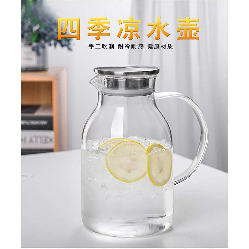 Factory wholesale thickened high borosilicate glass cold water kettles, large jugs, large-capacity juice kettles, cooling water kettles, large teapots details Picture