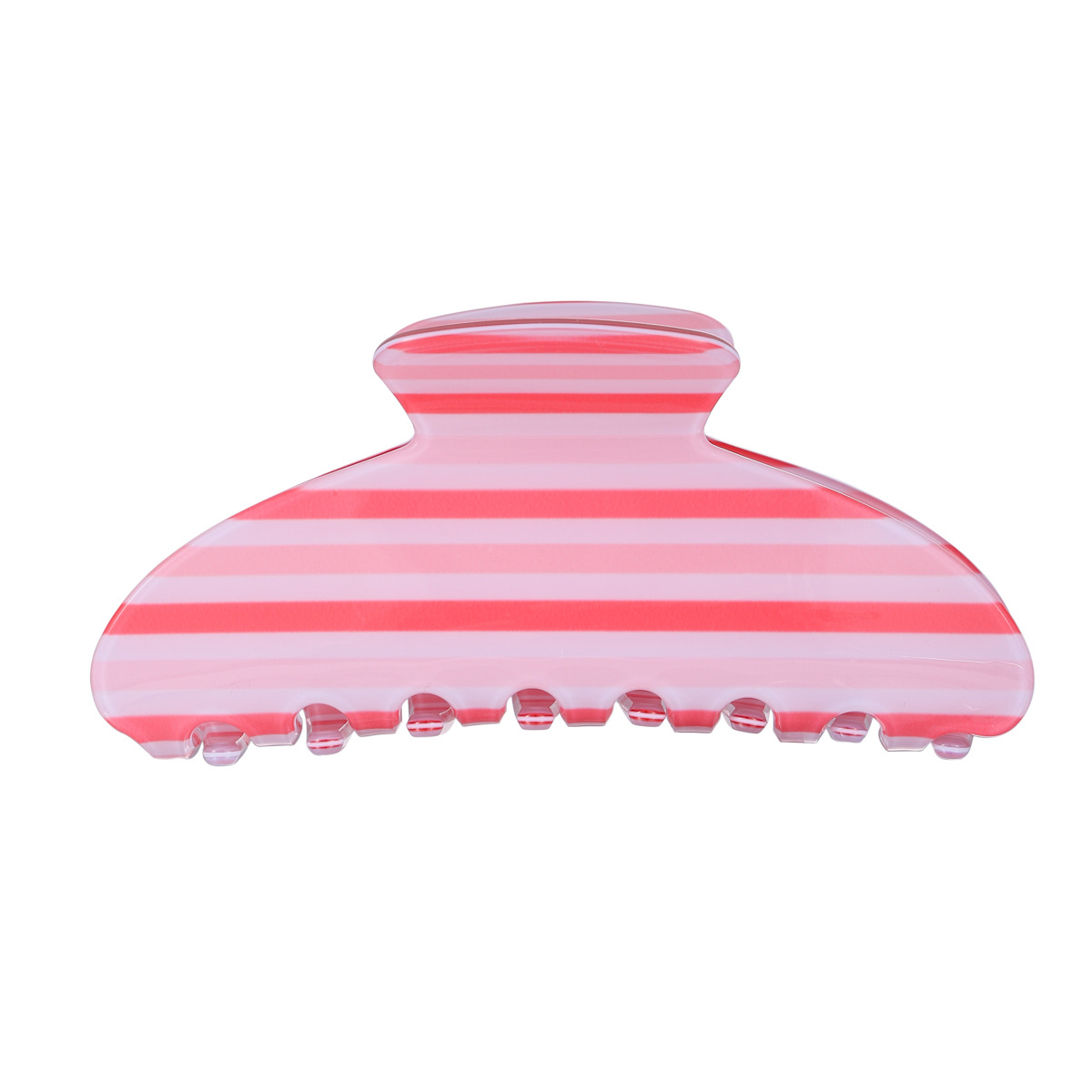 Spring macaron-colored striped grabber, large PVC grabber, girlish heart, back of the head updo, shark clip hair accessory Item Picture