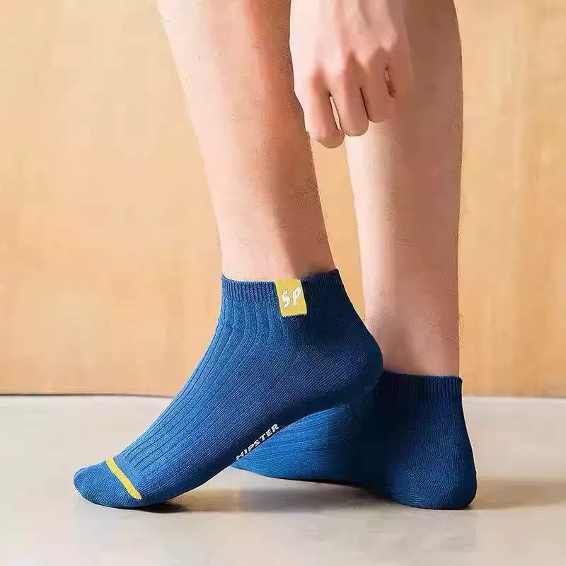 Wholesale men's socks that won't fall off in spring and autumn, SP short socks, anti-odor, sweat-absorbing, breathable, low-top, shallow opening socks, solid color sports socks details Picture
