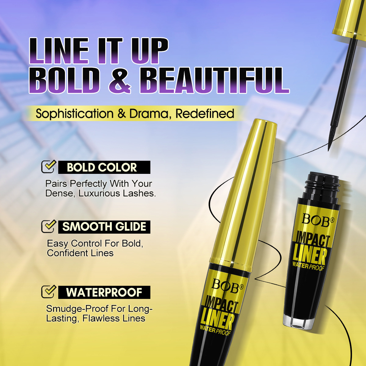 Cross-border bob eyelash Long, thick and curly mascara Specification image