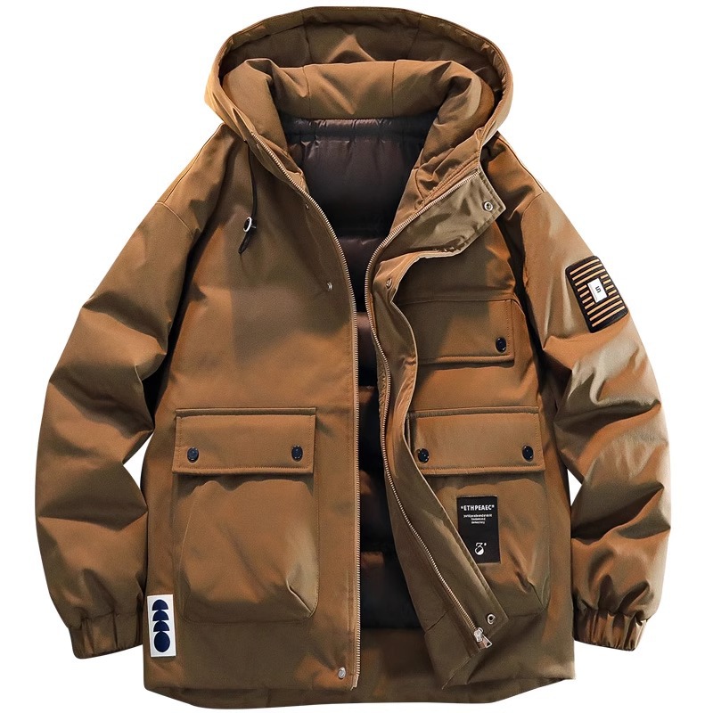 NASA white duck down jacket Men's Autumn and Winter 2024 New thickened cold-resistant winter wear hooded work jacket Application Scenario