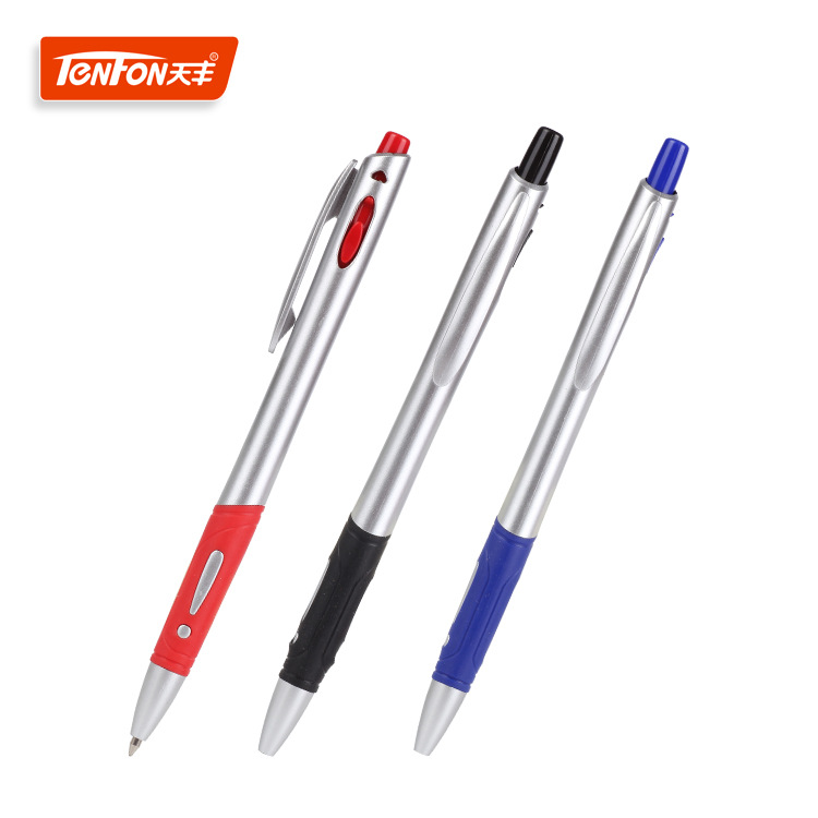 Silver-sprayed ballpoint pen, silver-rod ballpoint pen with LOGO and exclamation mark, plastic ballpoint pen 575S, foreign trade ballpoint pen