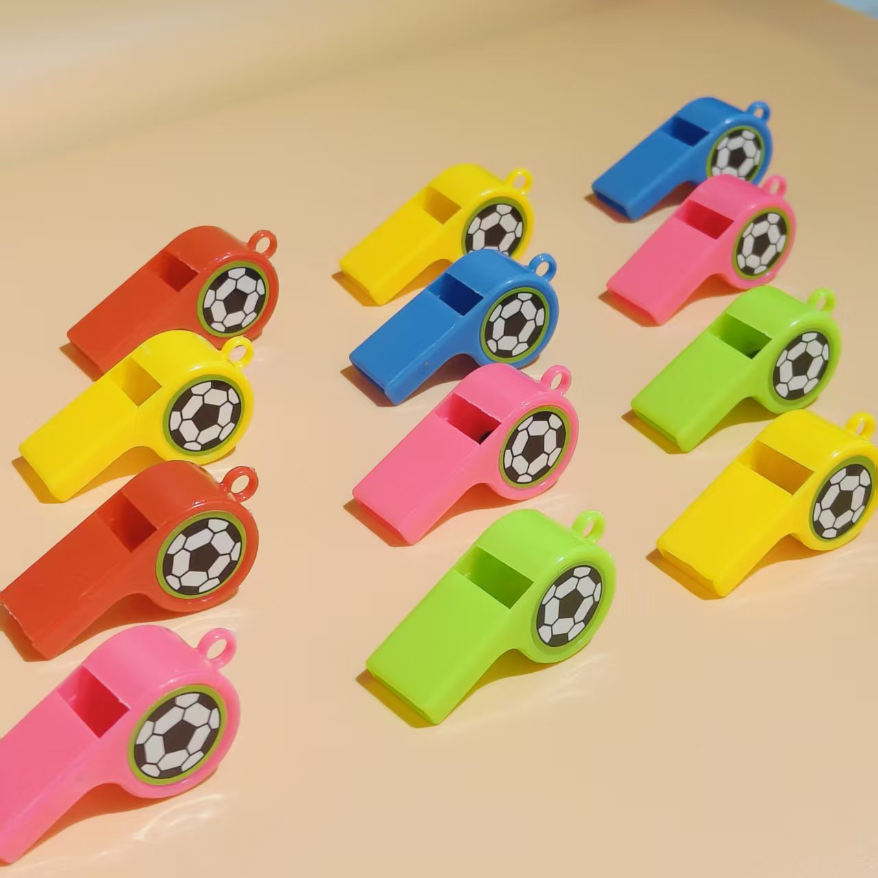 金属救生哨户外口哨彩色足球图案世界杯玩具哨子+哨子