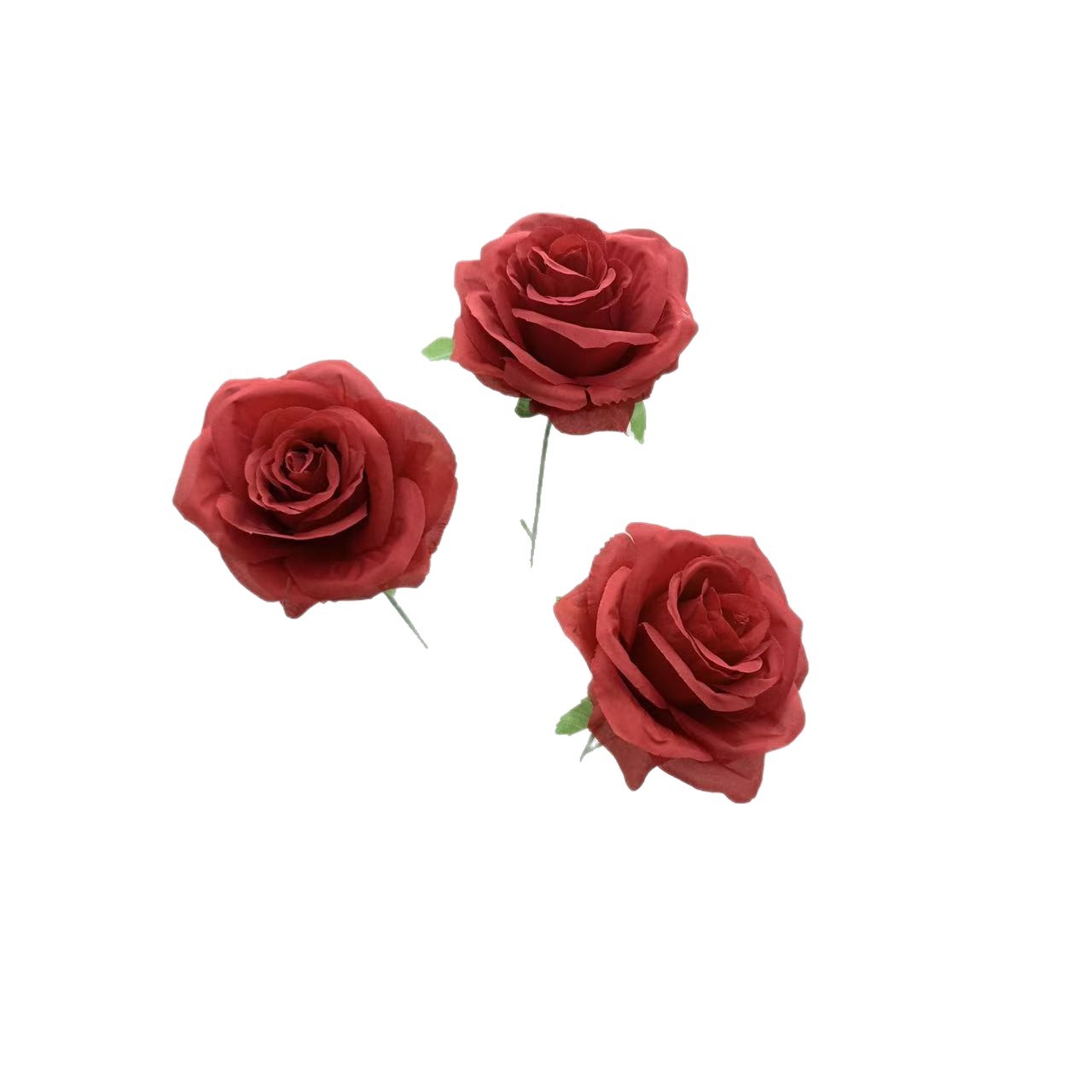 仿真花3头玫瑰花钻石玫婚庆用花仿真玫瑰花假花婚庆地排花艺装饰白底实物图