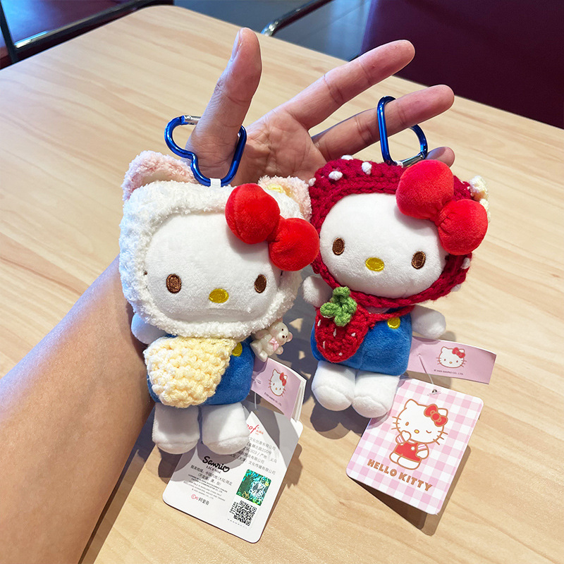 Cute kt cat bag pendant, plush toy, keychain doll, genuine hellokitty small pendant, secondary creation details Picture