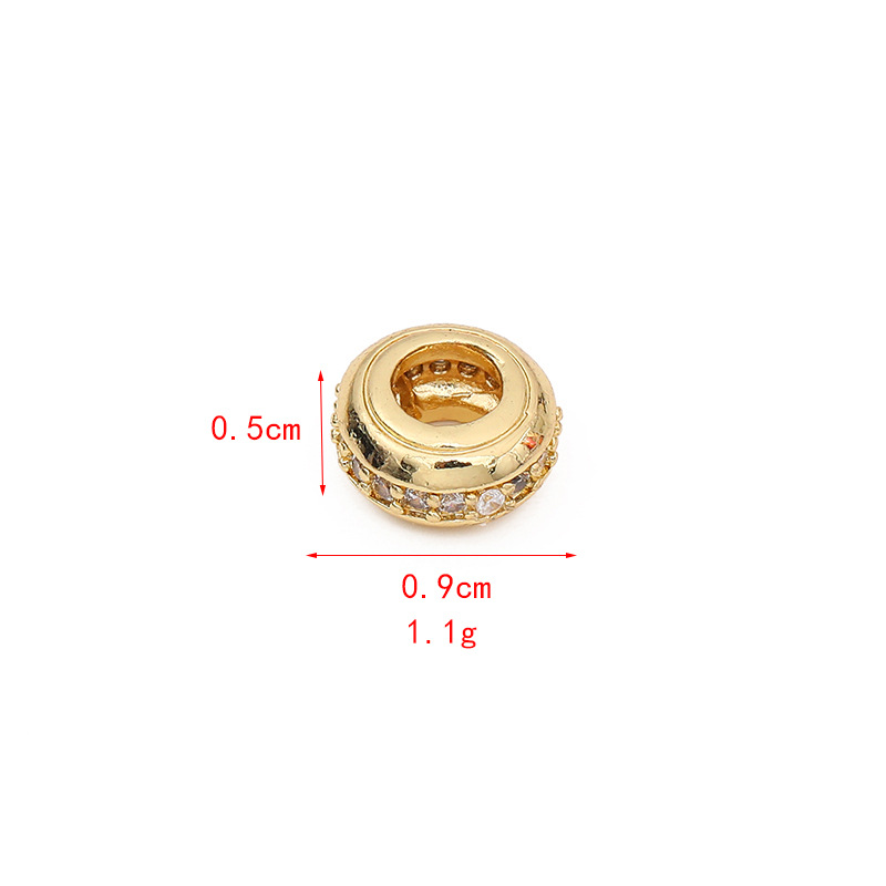 Simple gold micro-inlaid zircon wheel large-hole spacer beads diy bracelet bracelet beads gasket jewelry accessories wholesale Item Picture