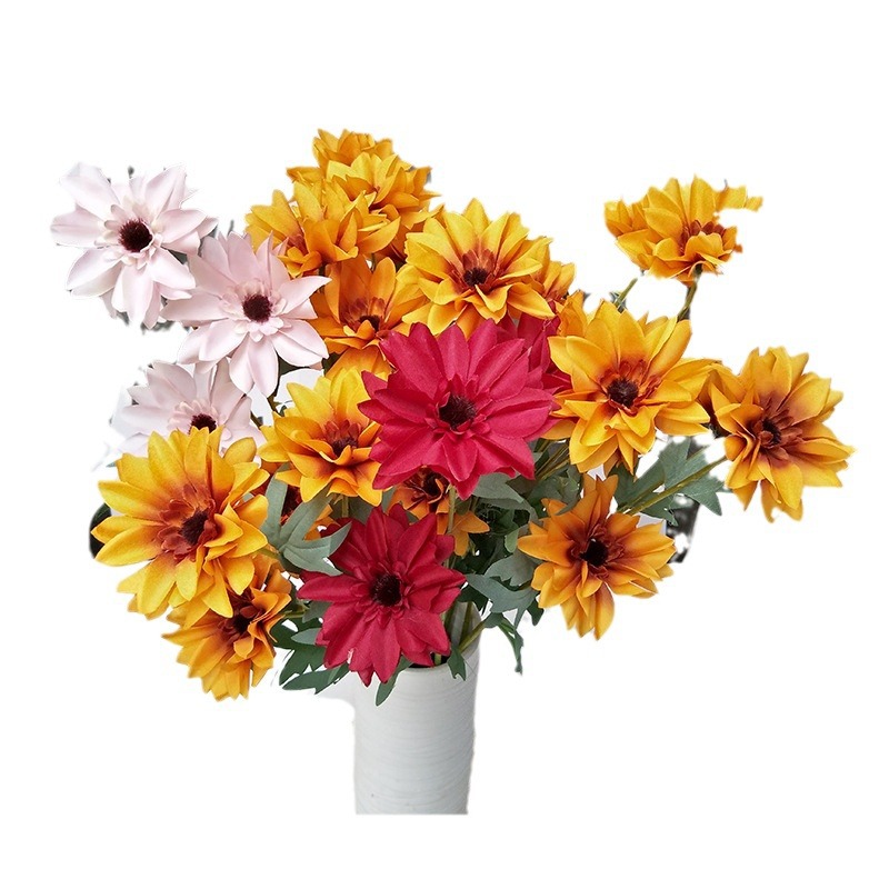 仿真花DIY发饰配件/仿真花/5朵塑膠花/假花/假花批发白底实物图