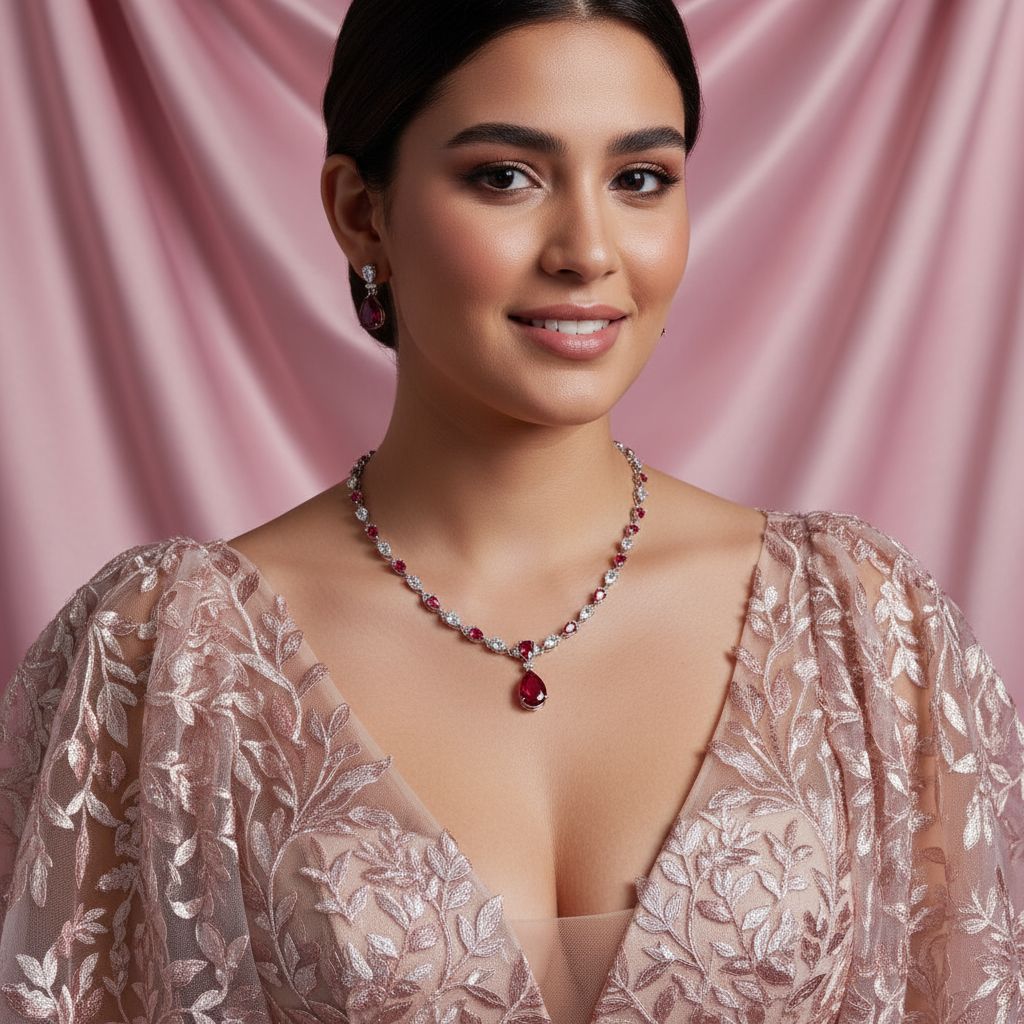 日韩百搭水滴锆石吊坠项链女式925银针小众设计感耳环三层镀白金