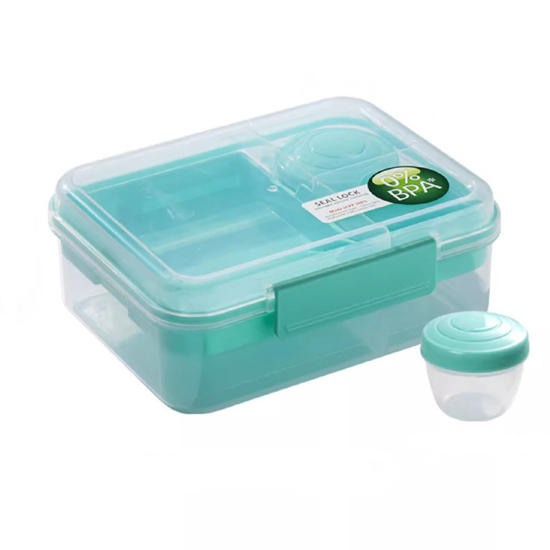 Portable food storage box, outdoor fruit box, portable salad box with dipping sauce, compartments bento box, lunch box for work Item Picture