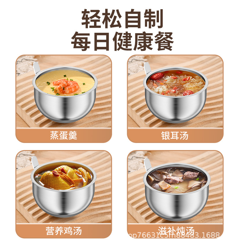 Stainless steel stew pot, water bath stew pot, household induction cooker stew pot, porridge and soup pot, bird's nest stew pot, clay pot, 4-person stew pot Specification image
