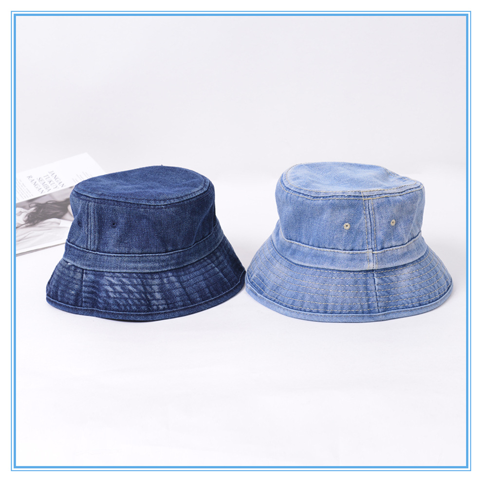 Japanese-style retro washed denim fisherman hat for girls, Korean-style trendy autumn sun protection and face enhancement small bucket basin hat details Picture