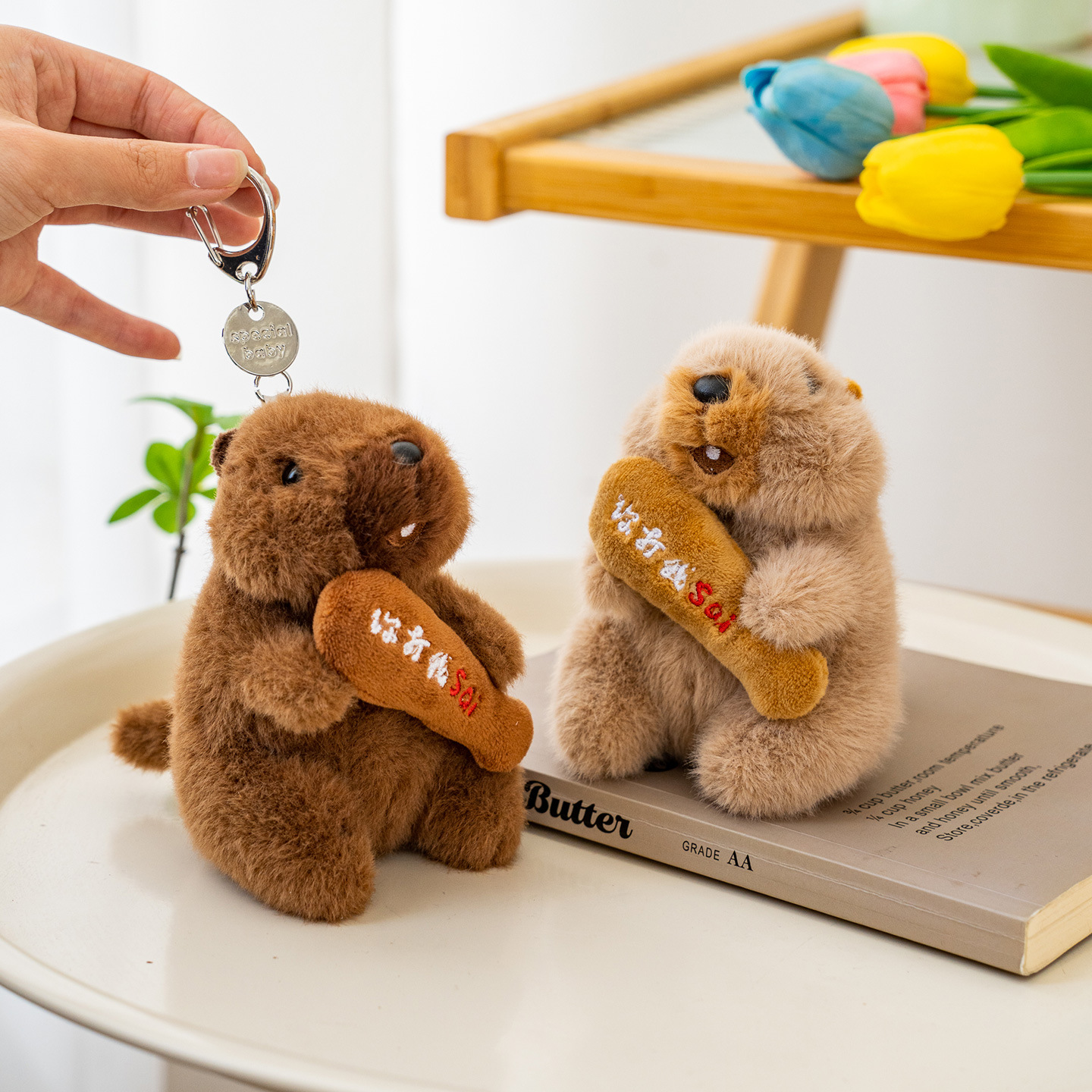 Officially authorized marmot plush keychain pendant, cute and fun functional schoolbag keychain small gift Specification image