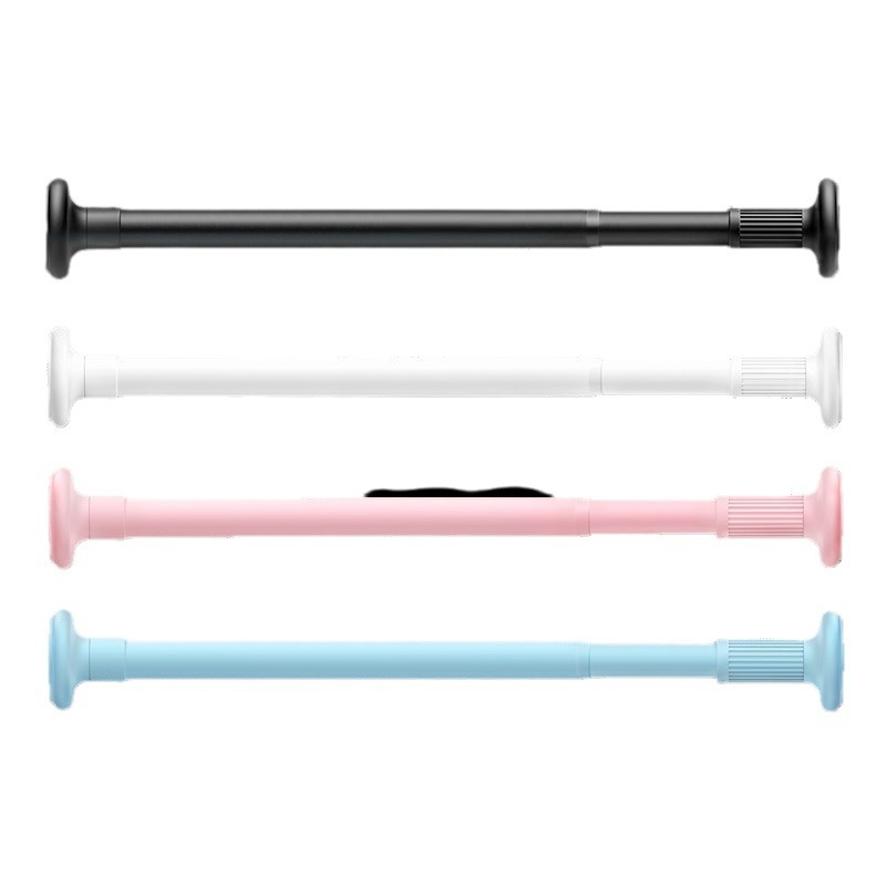Three types of stainless steel curtain rods in beige, white and grey that do not require drilling and are retractable, with a load-bearing capacity of 420 pounds and alloy decorative heads Item Picture