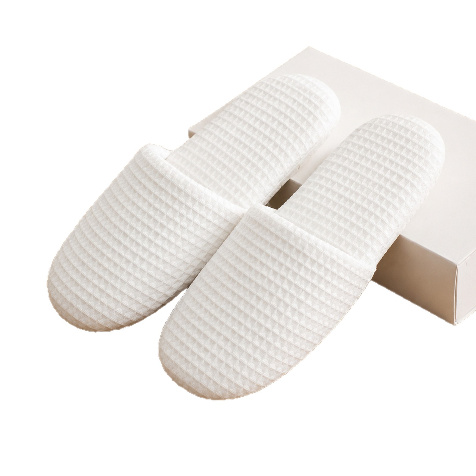 White Waffle extra wear slippers, anti-odor massage magnetic comfortable women's disposable home slippers Item Picture