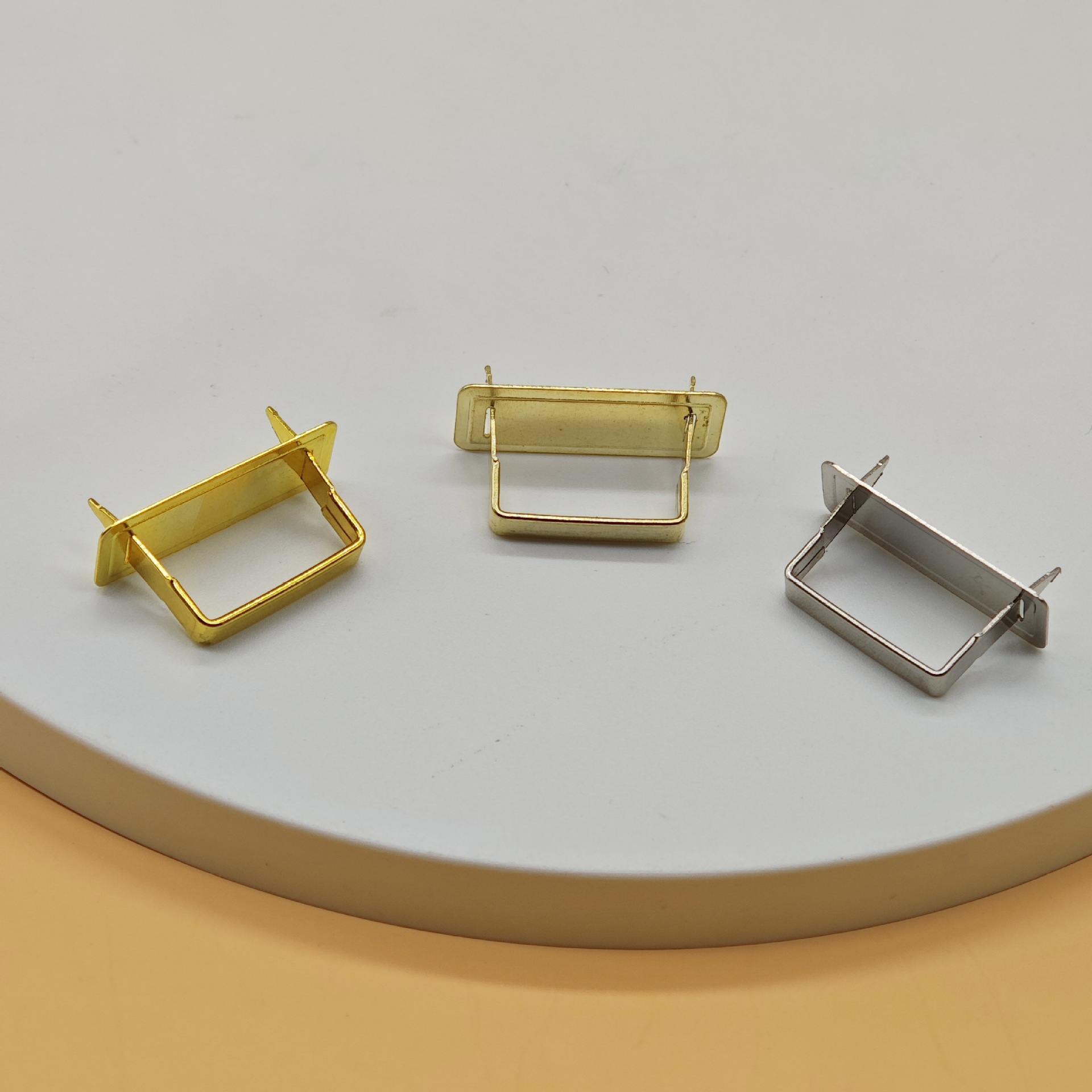 Special handle for gift boxes, light gold iron sheet arch bridge, jewelry box and bag accessories, metal pins, hardware base arch bridge details Picture