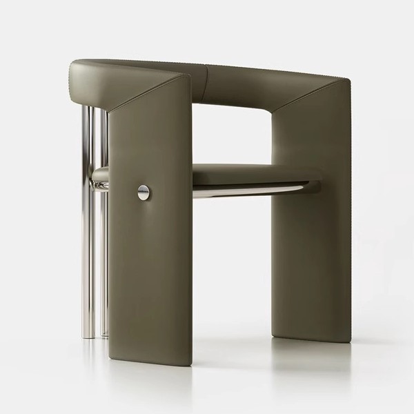 Nordic light luxury stainless steel dining chairs, home leather dining chairs, designer club coffee shop chairs, sales office negotiation chairs