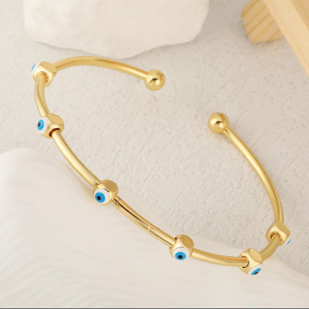 跨境新品恶魔之眼手镯个性圆珠时尚滴油开口手环百搭首饰简约配饰