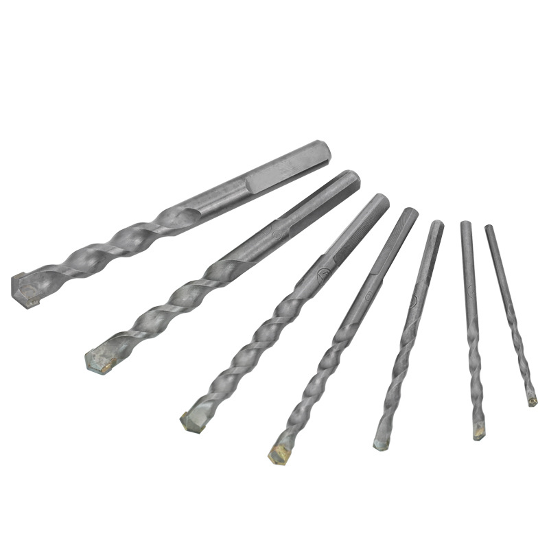 Impact stone drill bit, hand electric drill, triangular handle, cement concrete wall construction drill, impact drill bit Application Scenario
