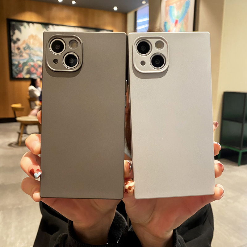 Space silver gray solid color is suitable for iphone17promax 16/15 Apple phone cases. 14pro square 13 soft case