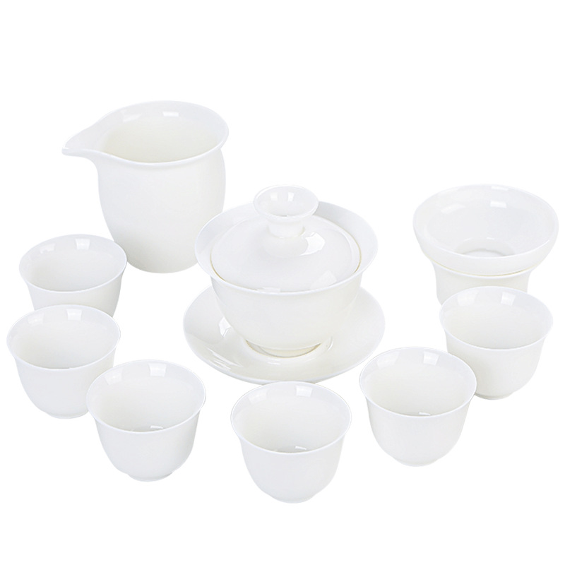 New 6-cup Gongfu tea set from Yuci, a complete set of jade white porcelain filtering ceramic tea sets with household logo Item Picture