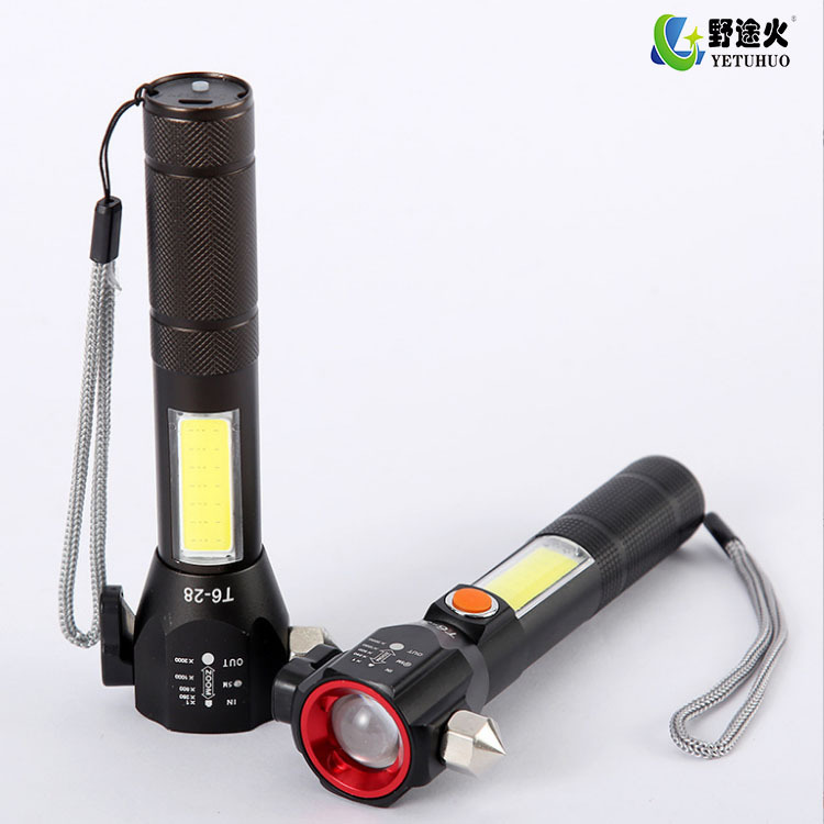 Zoom Cob Aluminum Alloy Solar Alarm, Flashlight, Led Outdoor Warning, Strong Magnetic Vehicle Emergency Compass Specification drawing