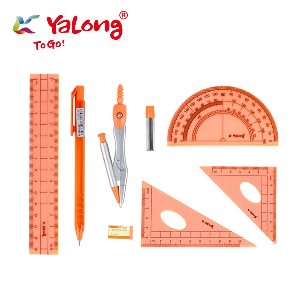 Yalong Cross-border 7pcs Mathematical Geometry Compass Set, Ruler Set, Protractor Set details Picture