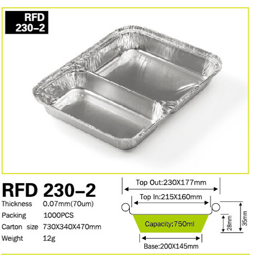 Kemedo's double-compartment disposable aluminum foil takeout fast food box (RFD230-2) is environmentally friendly Application Scenario