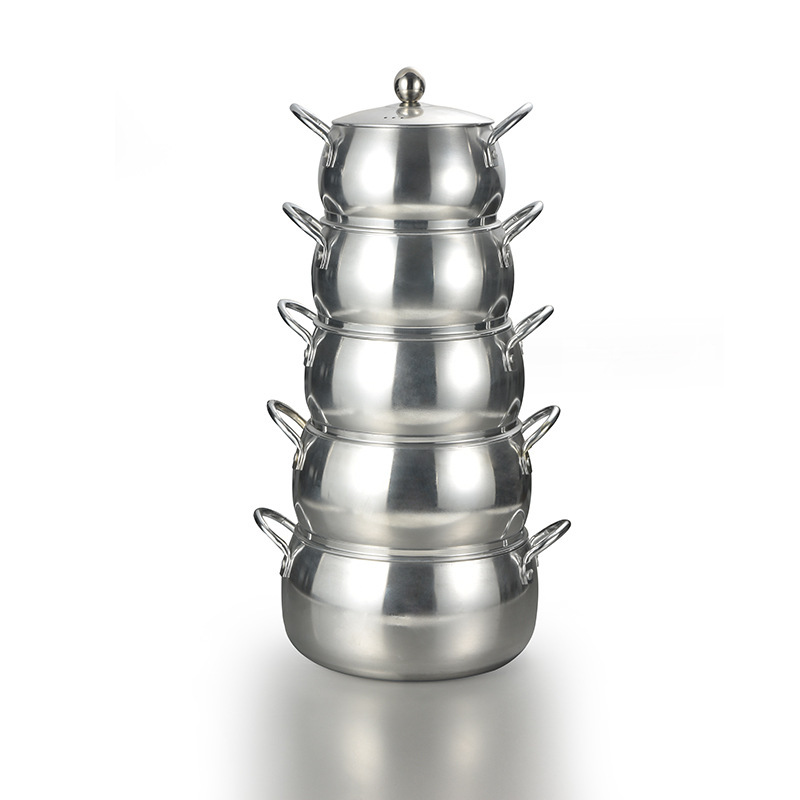 Cross-border bestseller aluminum pot 16-28cm thin and matte aluminum soup pot, commercial hotel cookware, aluminum pot set pot Specification image