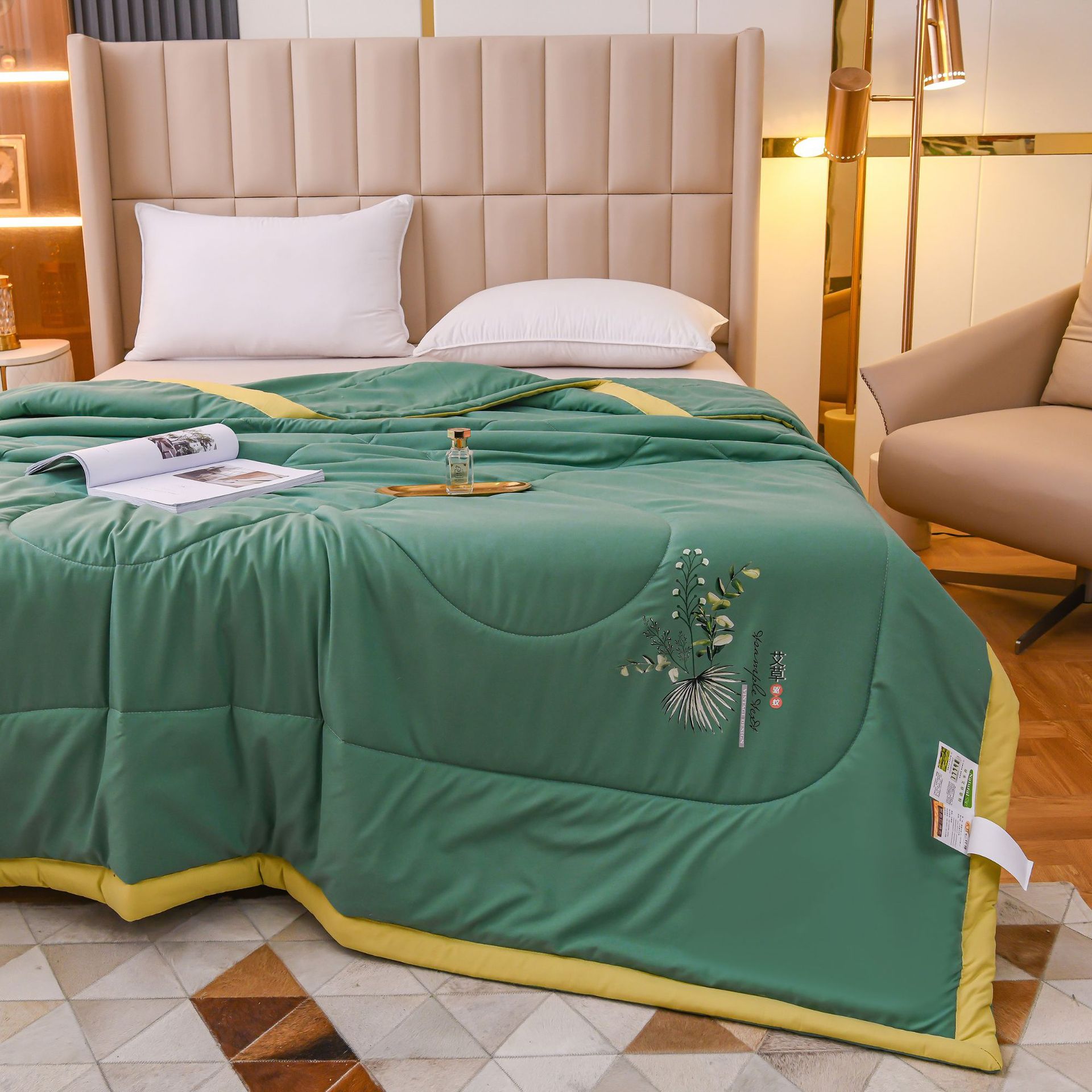 Mugwort fiber summer cooling quilt, summer thin quilt, mugwort mosquito repellent air conditioner quilt. The company will sell gift quilts wholesale Specification drawing