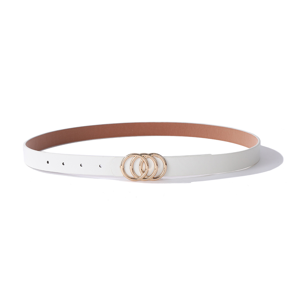 New women's three-loop alloy buckle belt, simple and fashionable denim belt, high-end and versatile coat waist chain Application Scenario