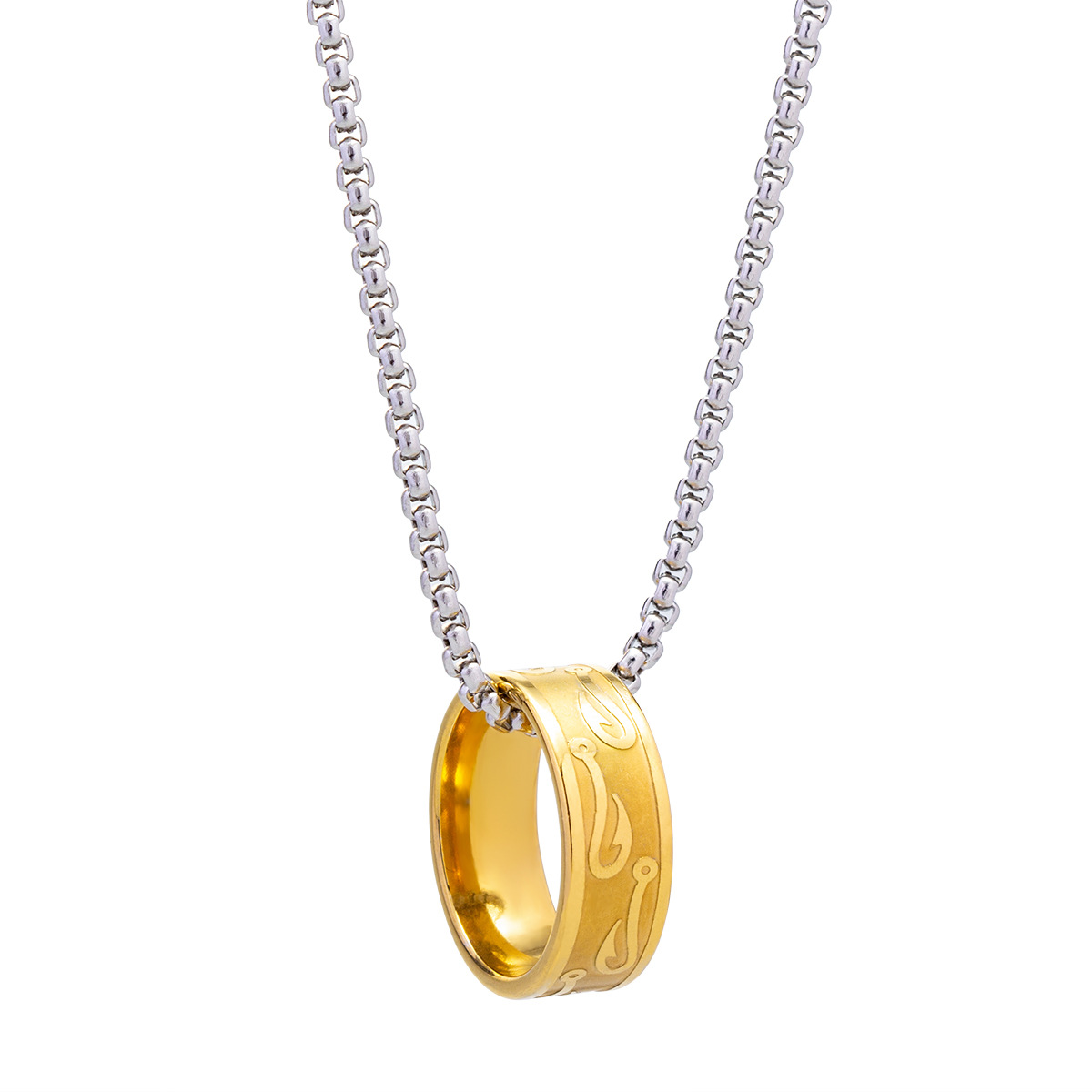 Amazon's new fishhook-shaped pendant from Europe and America, 60cm pearl chain, sweater chain, versatile outdoor necklace accessory