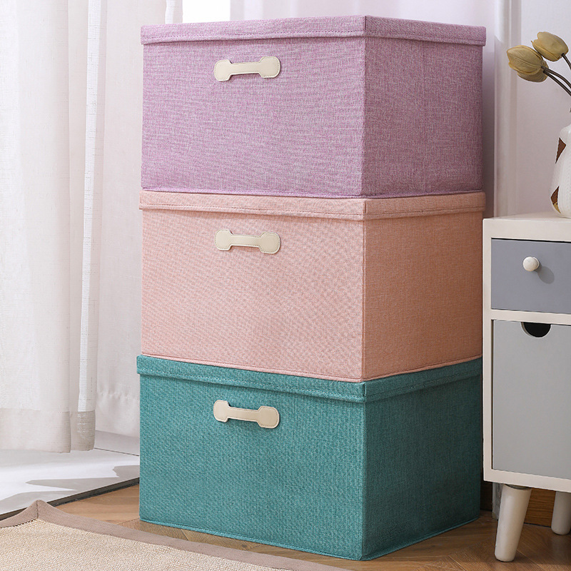 卧室衣物收纳盒棉麻客厅玩具零食收纳箱整理箱莫兰迪色系巨能装
