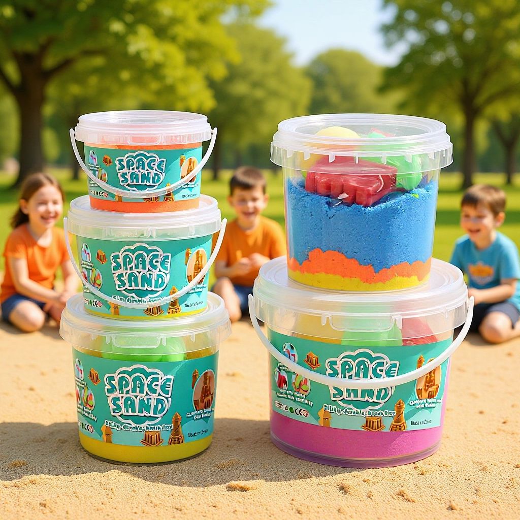 宝宝太空沙玩具多色星空魔力带模具配手提圆桶彩沙儿童玩具太空沙