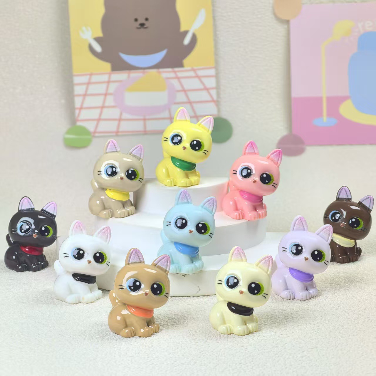 超萌创意可爱暹罗猫 diy饰品树脂配件摆件钥匙扣潮玩批发卡通盲袋