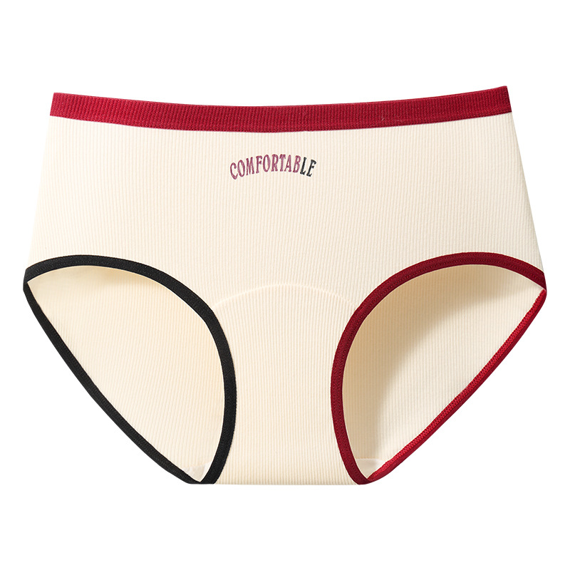Carefully selected color-blocking pure cotton underpants for girls, Class A baby cotton mid-waist fashionable girls, long crotch women's triangle pants Item Picture