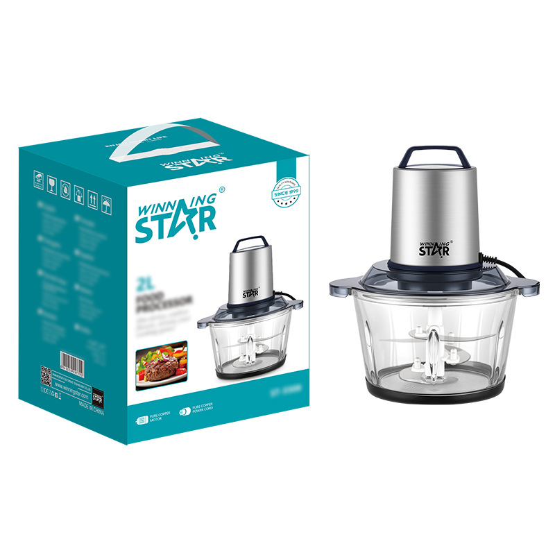 winning star Cross-border 2L304 Blade Meat mincing and garlic mincing multi-functional electric meat grinder and food processor