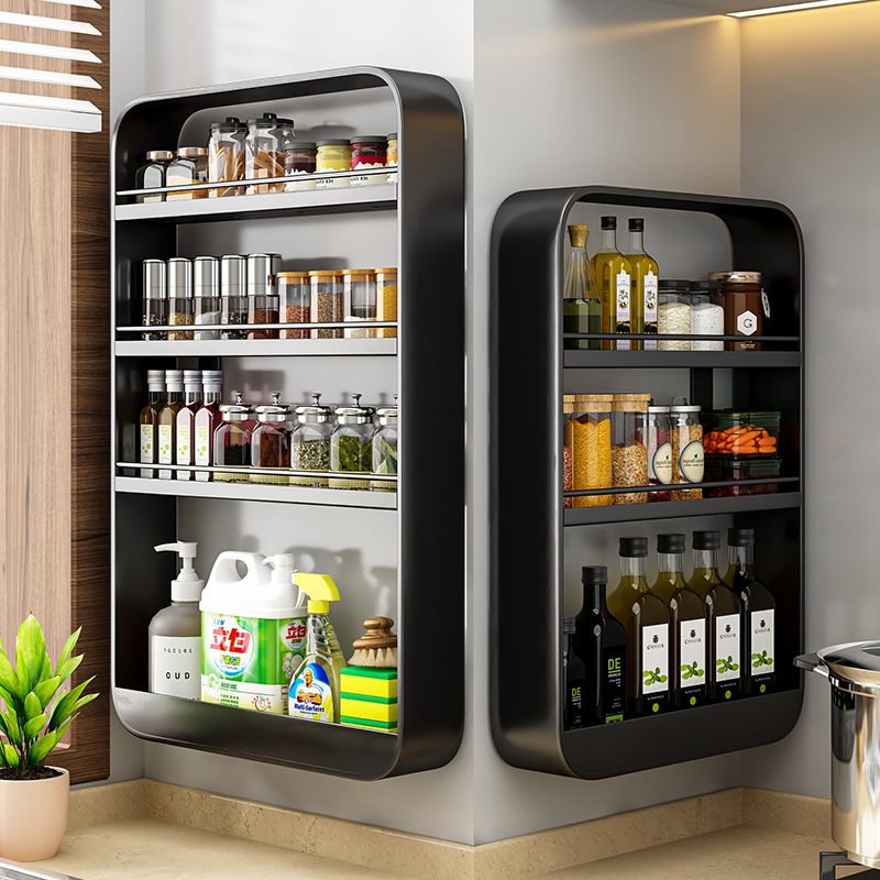 Kitchen wall-mounted storage rack, no need for drilling, seasoning storage rack, wall-mounted bathroom and toilet sundries storage rack