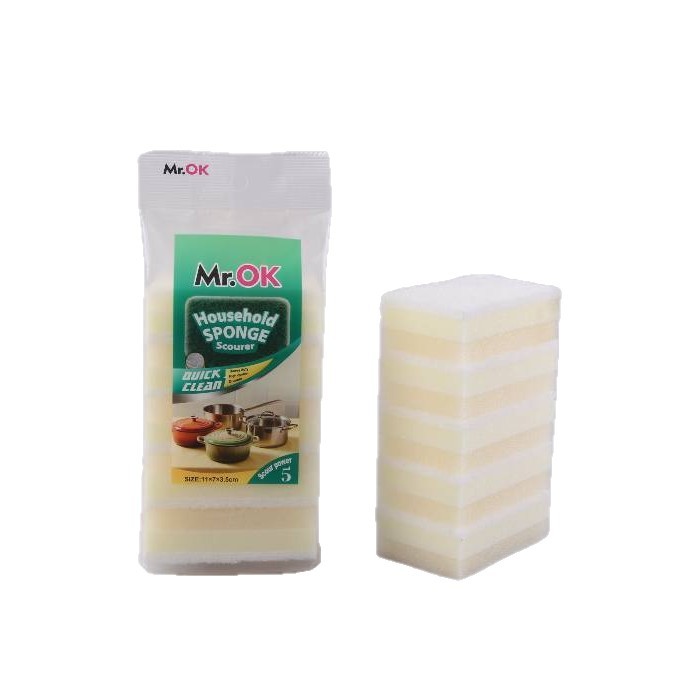 Mr.OK factory direct supply sponge scouring pads, double-sided cleaning sponges, kitchen cleaning sponges, dishwashing sponges, pot scrubbing sponges Item Picture