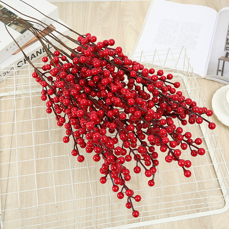 Wholesale of artificial flowers such as money fruit, red fruit, Holly berry, foam fruit, New Year's flowers, Christmas home decoration artificial flowers details Picture