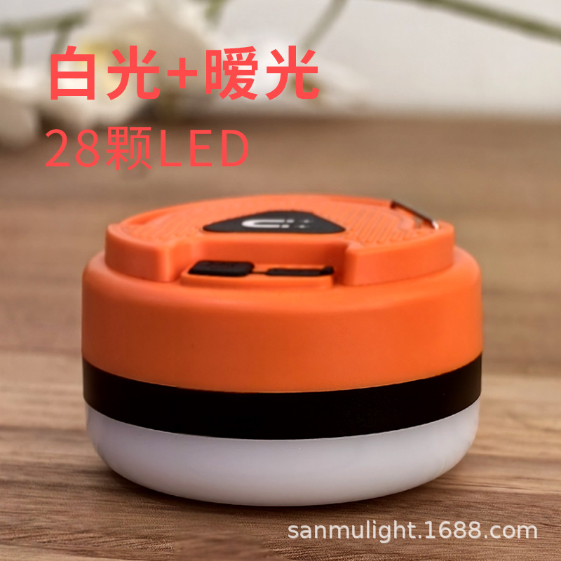 Cross-border new outdoor lighting camping lamp, tent charging gift atmosphere lamp, retro hanging dual-source camping lamp details Picture