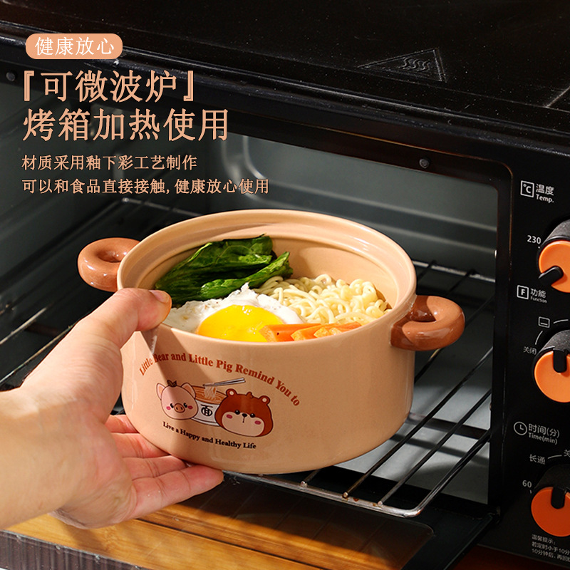 Practical cartoon bowl three-piece set for company opening event, engraved LOGO, creative souvenir, annual meeting, team-building Application Scenario