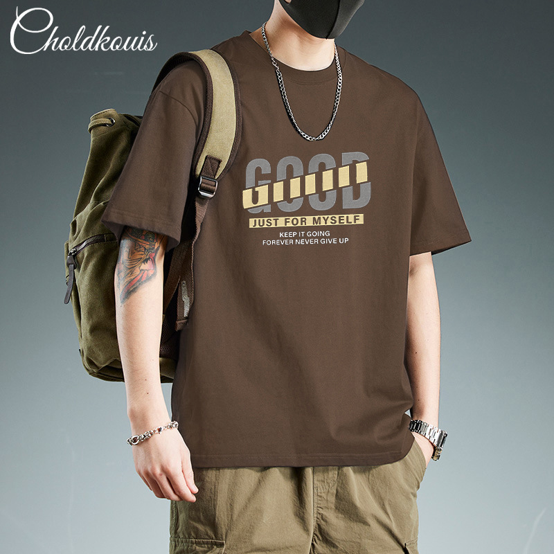 Camiseta de cuello redondo y manga corta de algodón color sólido slim design patchwork niche mix & match para chicos camiseta de moda americana Application Scenario