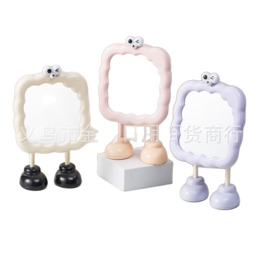 Cute animal makeup mirror, student dormitory desk, home dressing mirror, household standing high-definition cartoon beauty mirror Item Picture