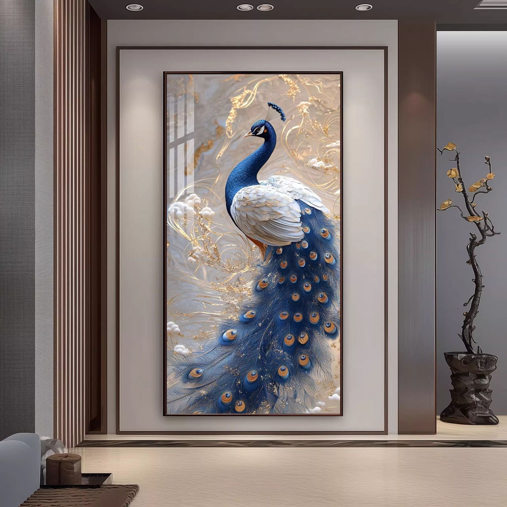 装饰画/农村客厅装饰画/农村别墅装饰画/晶瓷画/迎客松新中式细节图